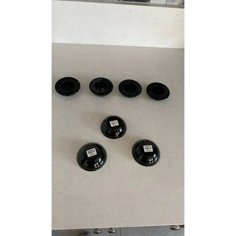 Set of seven (7) CRATE & BARREL Black Glass Tea Light Candle Votive Holder 3 in